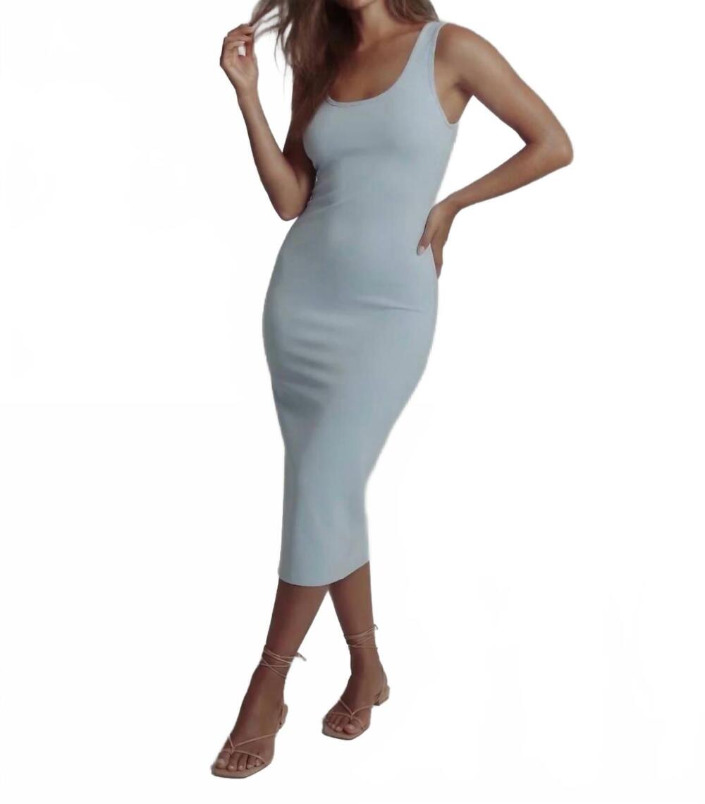 NEW MAVEN WEST sleeveless bodycon dress in bell blue